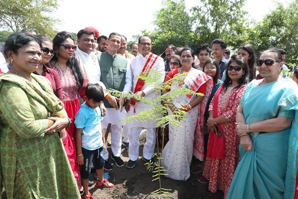 मुख्यमंत्री शिवराज सिंह चौहान ने पीपल, गुलमोहर और कचनार के पौधे लगाए