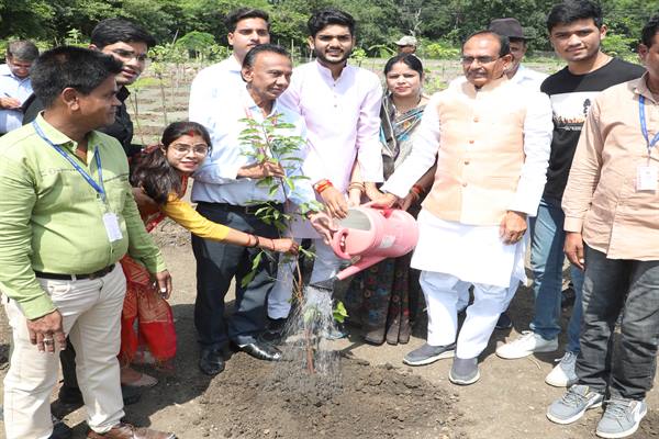 मुख्यमंत्री शिवराज सिंह चौहान के साथ जन-प्रतिनिधियों ने लगाए पौधे