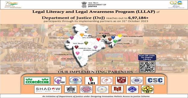 कानूनी साक्षरता और कानूनी जागरूकता कार्यक्रम (एलएलएलएपी) 6 लाख से अधिक लोगों तक पहुंचा