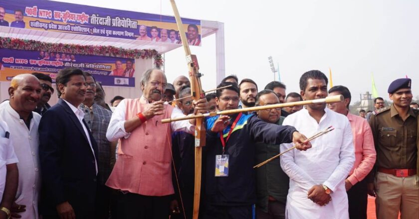 शिक्षा मंत्री बृजमोहन अग्रवाल ने 40वीं एनटीपीसी राष्ट्रीय सब जूनियर तीरंदाजी प्रतियोगिता का किया शुभारंभ