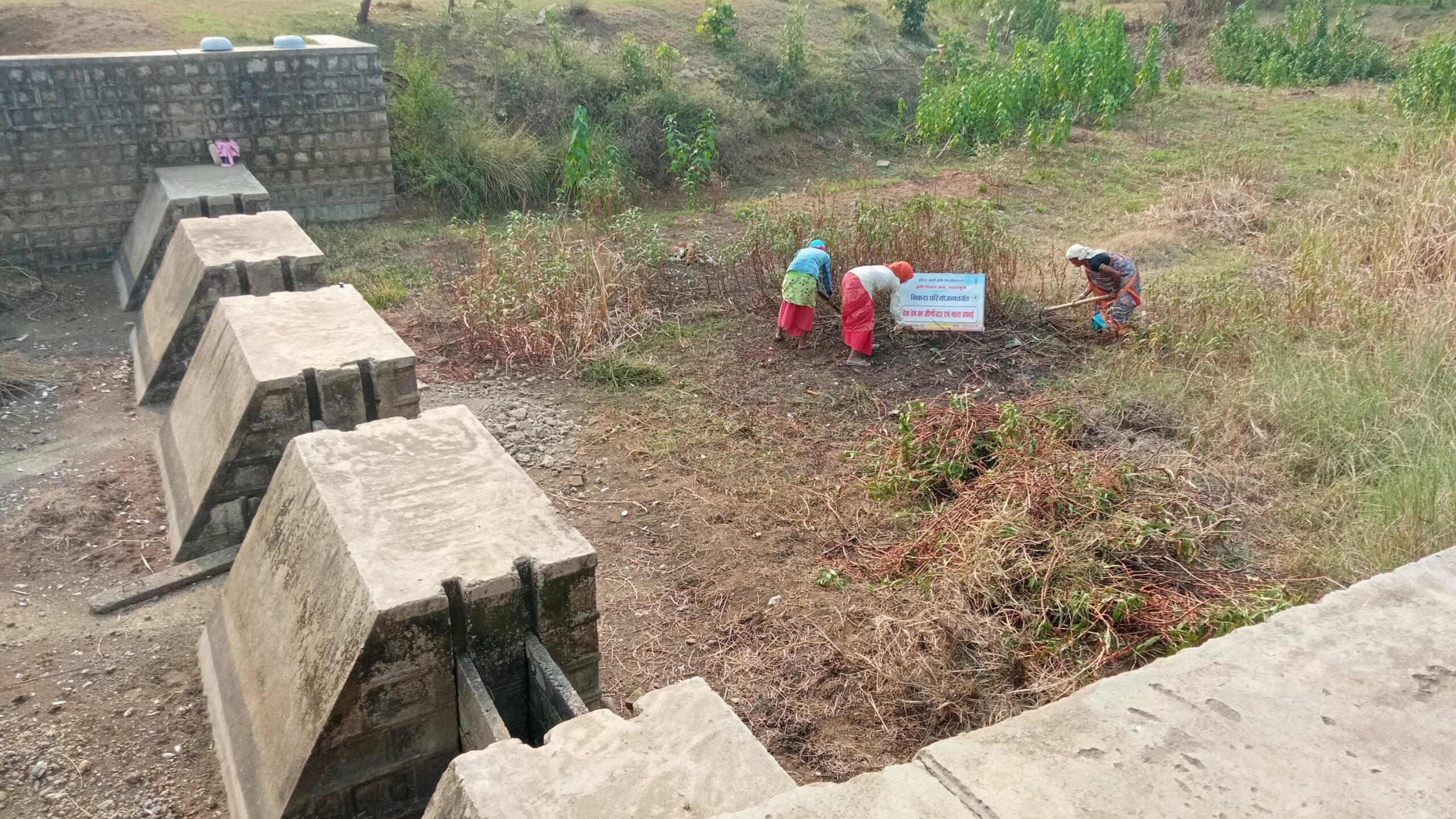 कृषि विज्ञान केन्द्र द्वारा निकरा ग्राम परसवानी में चेक डेम  एवं नाला सफाई किया गया