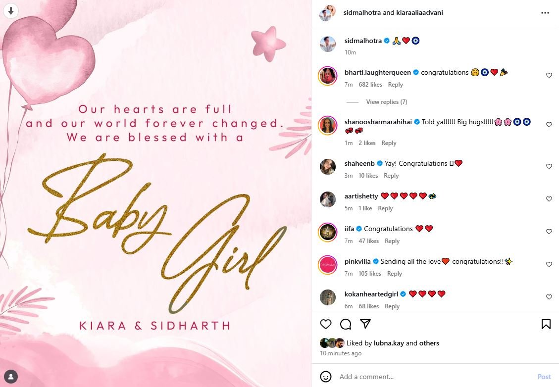 सिद्धार्थ मल्होत्रा बने पापा, कियारा आडवाणी ने दिया बेटी को जन्म