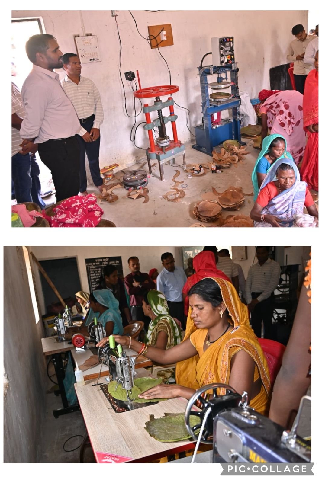 गट्टासिल्ली में महिला स्व-सहायता समूह की दोना-पत्तल एवं वाशिंग पाउडर इकाई का कलेक्टर ने किया निरीक्षण