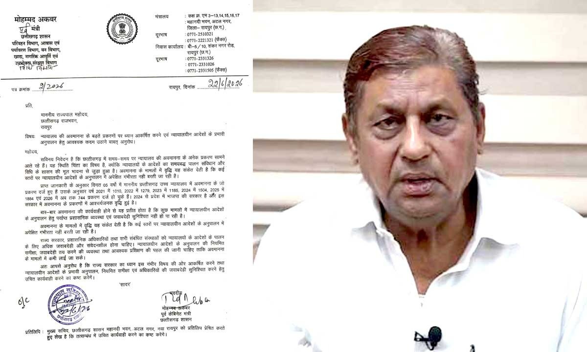भाजपा सरकार में बढ़े कोर्ट की अवमानना के मामले, अकबर ने राज्यपाल को लिखा आग्रह पत्र