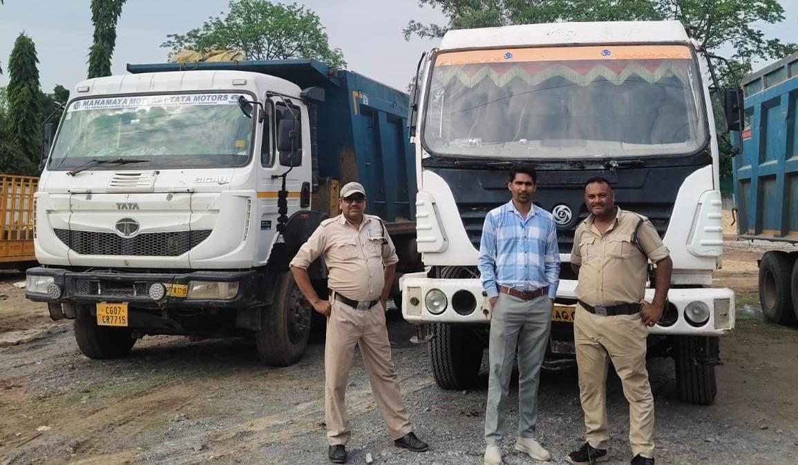 सारंगढ़-बिलाईगढ़ में खनिज विभाग की बड़ी कार्रवाई, 1 पोकलेन और 6 हाईवा जब्त