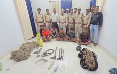 वन मंत्री  केदार कश्यप के निर्देश पर इन्द्रावती टाइगर रिजर्व में वन्यजीव शिकार पर बड़ी कार्रवाई, 6 आरोपी गिरफ्तार