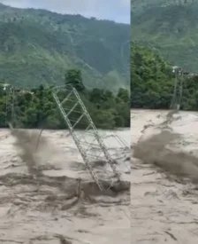 नेपाल में दो जिलों को जोड़ने वाला पुल नदी की तेज धार में बहा, उफान पर त्रिशूली नदी